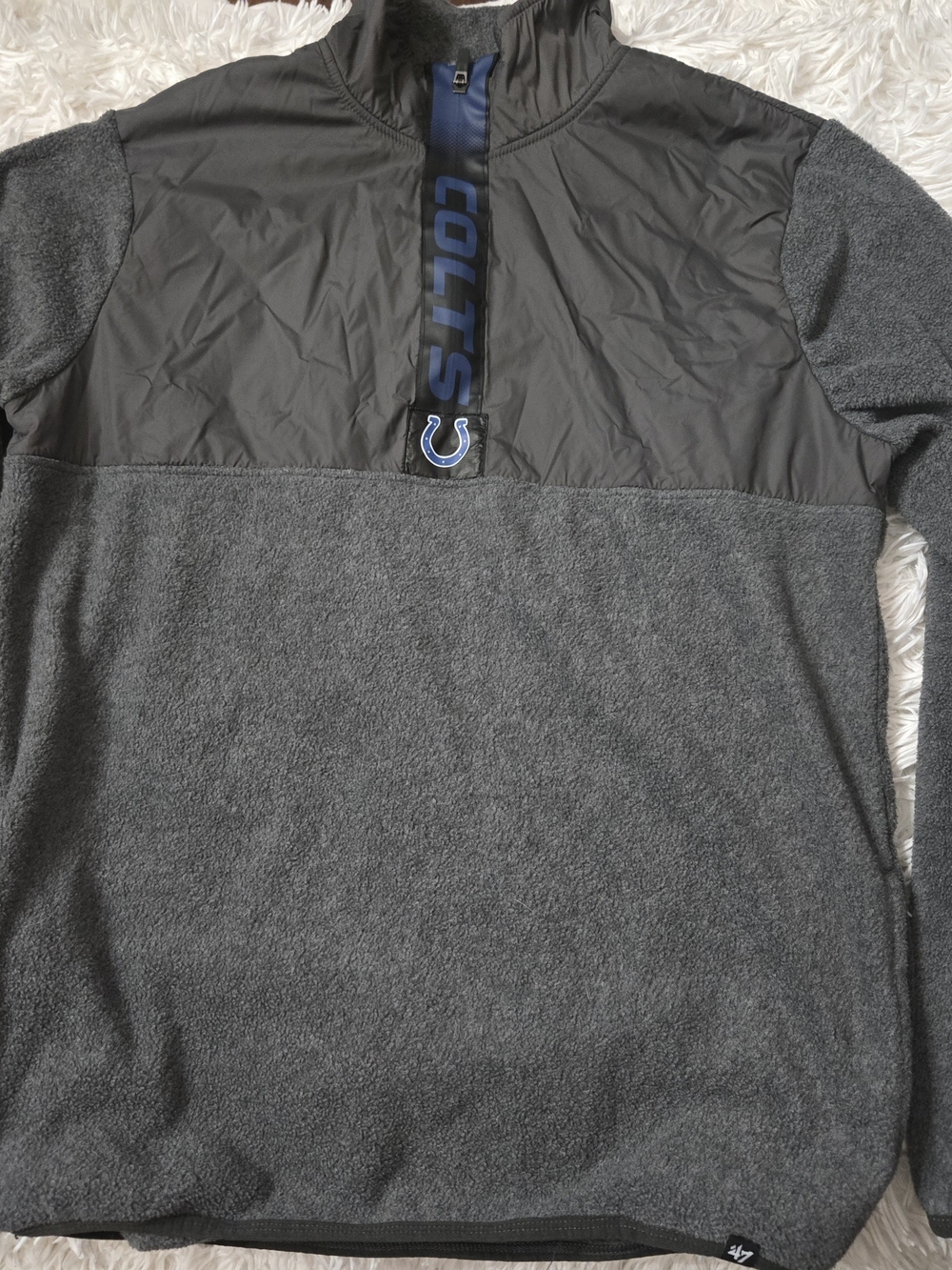 47 Brand Mens Colts Gray and Black Quarter-Zip Performance Pullover, Sz Med, NWT